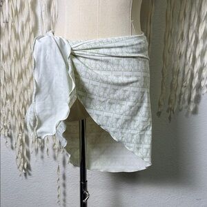 Burberry London Green and White Sarong or Hair Scarf